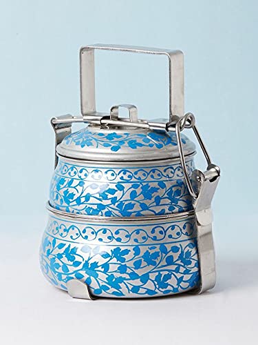 a beautiful Handmade designer lunch box Hand-Painted tiffin box 2 tier